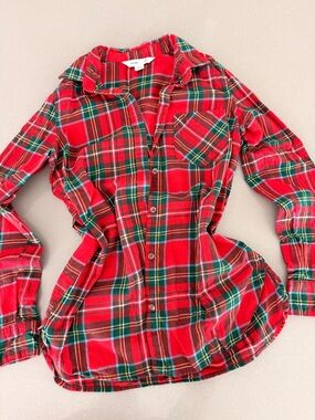 Old Navy Red Plaid Tunic Shirt